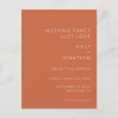 タイポグラフィシンプルテラコッタウェディングザデイト 案内ポストカード (正面)
