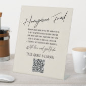 タイポグラフィシンプルハネムーンファンドQRコードクリーム 台座サイン (インサイチュ)