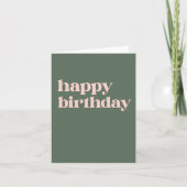 タイポグラフィシンプルピンクアンドグリーン誕生日 カード (正面)