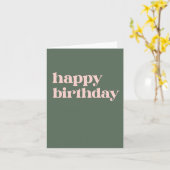 タイポグラフィシンプルピンクアンドグリーン誕生日 カード (黄色い花)