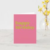 タイポグラフィシンプルピンクアンドライムグリーン誕生日 カード (黄色い花)