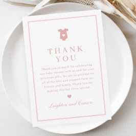 タイポグラフィシンプルピンクベビーシャワー サンキューカード