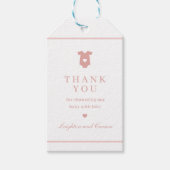 タイポグラフィシンプルピンク赤ちゃんシャワーありがとうお願い ギフトタグ (正面)