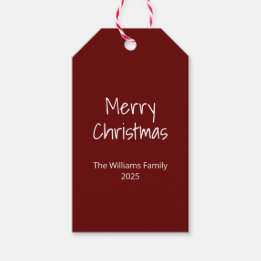 タイポグラフィシンプルファミリーモダンレッドクリスマスクリスマス ギフトタグ