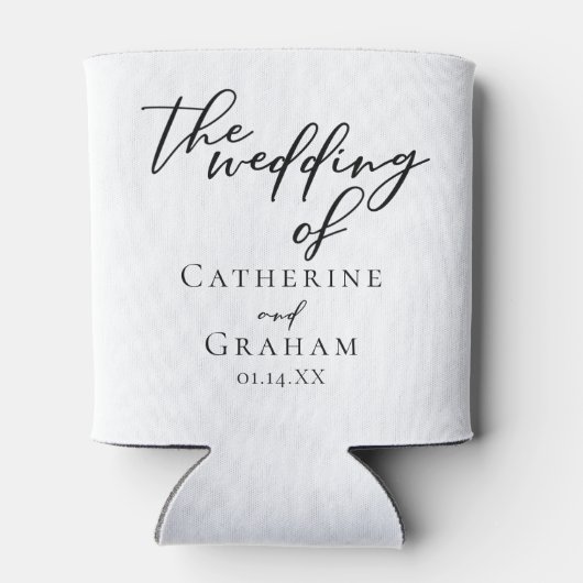 タイポグラフィシンプルブラックシック冬の結婚式 缶クーラー (裏面)