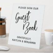 タイポグラフィシンプルブラック&ホワイトゲストブック 台座サイン (インサイチュ)