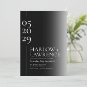 タイポグラフィシンプルブラック&ホワイト結婚式招待状 招待状 (スタンド正面)