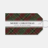 タイポグラフィシンプルレッドバッファロープレイドクリスマス ギフトタグ (正面(横))