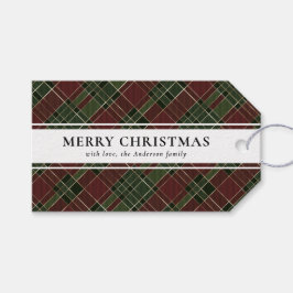 タイポグラフィシンプルレッドバッファロープレイドクリスマス ギフトタグ