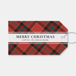 タイポグラフィシンプルレッドバッファロープレイドクリスマス ギフトタグ