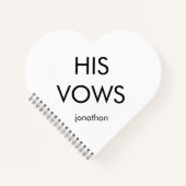 タイポグラフィシンプル任意の色の彼の誓いハート形状 ノートブック (正面)