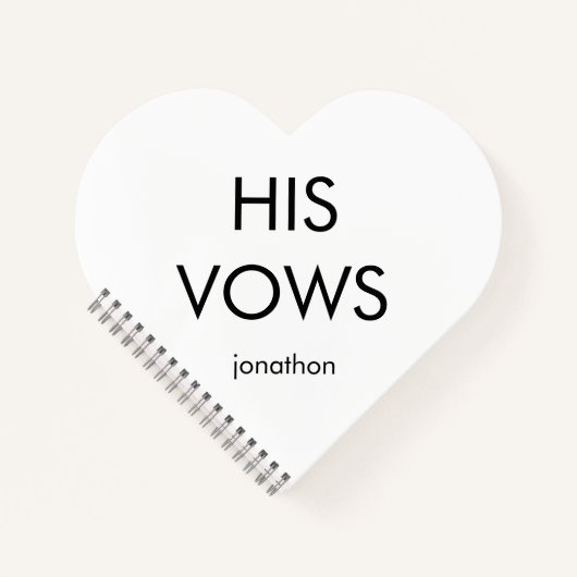 タイポグラフィシンプル任意の色の彼の誓いハート形状 ノートブック (正面)