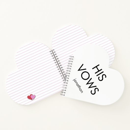 タイポグラフィシンプル任意の色の彼の誓いハート形状 ノートブック (内部)