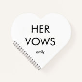 タイポグラフィシンプル任意の色の彼女の誓いハート形状 ノートブック (正面)