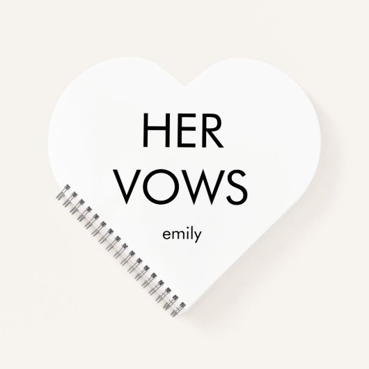 タイポグラフィシンプル任意の色の彼女の誓いハート形状 ノートブック (正面)