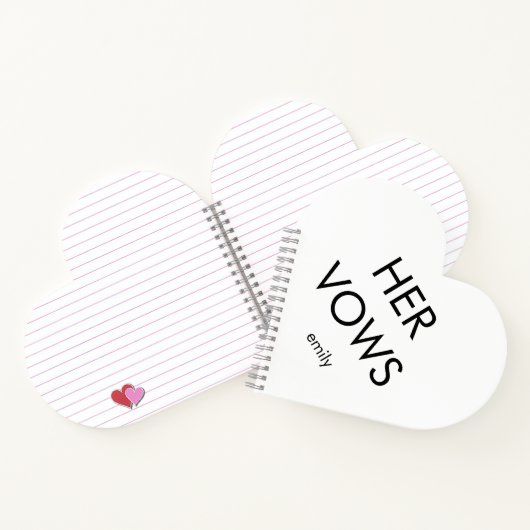 タイポグラフィシンプル任意の色の彼女の誓いハート形状 ノートブック (内部)