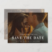 タイポグラフィシンプル写真ウェディング日付の保存 案内ポストカード (正面/裏面)