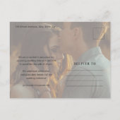 タイポグラフィシンプル写真ウェディング日付の保存 案内ポストカード (裏面)