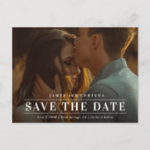 タイポグラフィシンプル写真ウェディング日付の保存 案内ポストカード (正面)