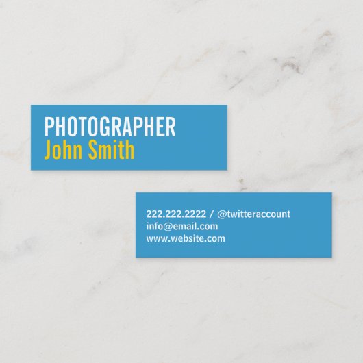 タイポグラフィシンプル写真家ミニマル主義者 スキニー名刺 (正面/裏面)