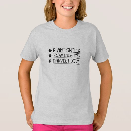 タイポグラフィシンプル植物はメッセージを育てる Tシャツ (正面)