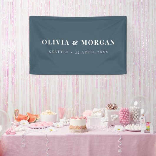 タイポグラフィシンプル深いフォグミニマル結婚リスト 横断幕 (パーティー)