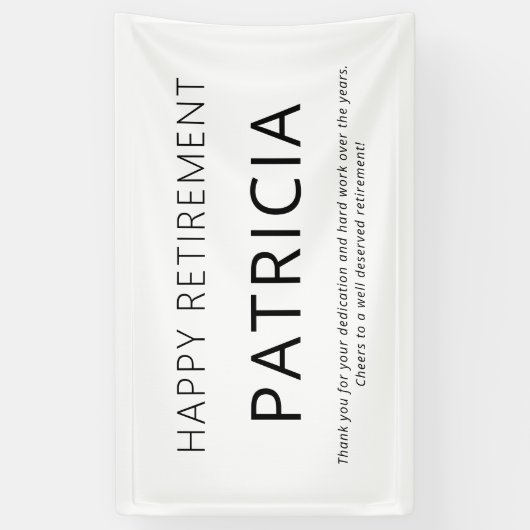 タイポグラフィシンプル白黒ハッピーリタイアメント 横断幕 (縦)
