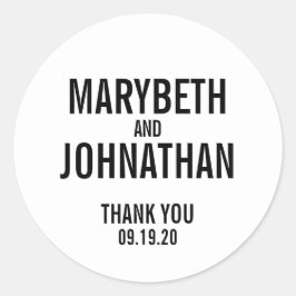 タイポグラフィシンプル結婚式の引き出物ありがとうステッカー ラウンドシール