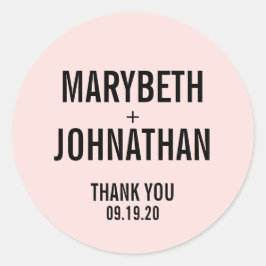 タイポグラフィシンプル結婚式の引き出物サンキューホテル ラウンドシール