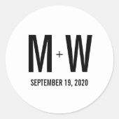 タイポグラフィシンプル結婚式の引き出物モノグラムステッカー ラウンドシール (正面)