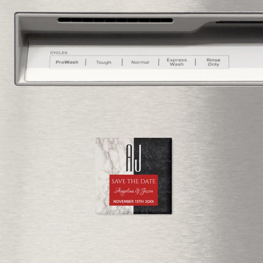 タイポグラフィシンプル結婚式の日付の保存 マグネット (インサイチュ (食洗機))