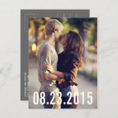 タイポグラフィシンプル縦型日付はがきを保存 案内ポストカード (正面/裏面)