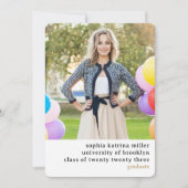 タイポグラフィシンプル2写真の卒業発表 案内状 (正面)