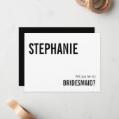 タイポグラフィシンプルBe My Bridesmaid Proposal Card ノートカード (正面/裏面インサイチュ)