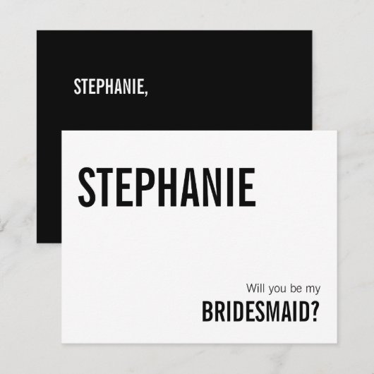 タイポグラフィシンプルBe My Bridesmaid Proposal Card ノートカード (正面/裏面)