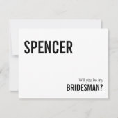 タイポグラフィシンプルBe My Bridesman Proposal Card ノートカード (正面)