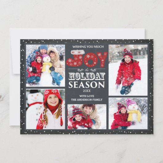 タイポグラフィジョイ5フォトクリスマスホリデーカード シーズンカード (正面)