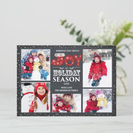 タイポグラフィジョイ5フォトクリスマスホリデーカード シーズンカード (スタンド正面)