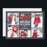 タイポグラフィジョイ5フォトクリスマスホリデーカード シーズンカード<br><div class="desc">5枚の写真と赤と緑のタイポグラフィのための宇宙とクリスマスのコラージュのカードを喜ぶかわいいチョークボード。私たちの写真カードを裏返して、特別なtouchのための調整バック。</div>