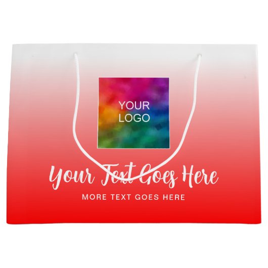 タイポグラフィスカスタムクリプトテンプレートの赤いロゴ ラージペーパーバッグ (正面)
