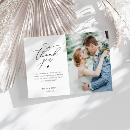 タイポグラフィスカスタムクリプト結婚写真 サンキューカード