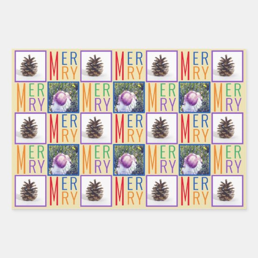 タイポグラフィスクエアカラフルフォトレインボカラー ラッピングペーパーシート (正面3)