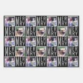 タイポグラフィスクエアフォトシックな白黒 ラッピングペーパーシート (正面)