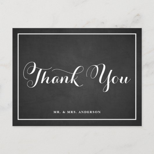 タイポグラフィスクリプトサンキューシャルボードポストカード ポストカード (正面)