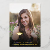 タイポグラフィスクリプトフロント/バックフォト卒業 箔招待状 (正面)