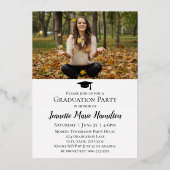 タイポグラフィスクリプトフロント/バックフォト卒業 箔招待状 (裏面)