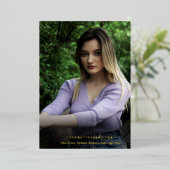 タイポグラフィスクリプトフロント/バックフォト卒業 箔招待状 (立ち正面)