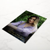 タイポグラフィスクリプトフロント/バックフォト卒業 箔招待状 (回転した状態)