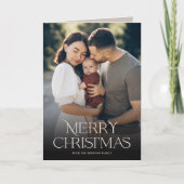 タイポグラフィスタイリッシュメリークリスマスフォト シーズンカード (正面)