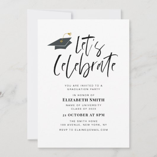 タイポグラフィスタイリッシューの卒業式パーティーの招待状 招待状 (正面)